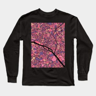 Paris Map Pattern in Purple & Pink Long Sleeve T-Shirt